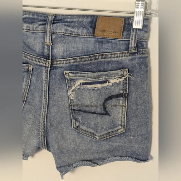 American Eagle Hi Rise Shortie Shorts 0 Distressed Next Level Stretch Women Lace - Picture 10 of 16